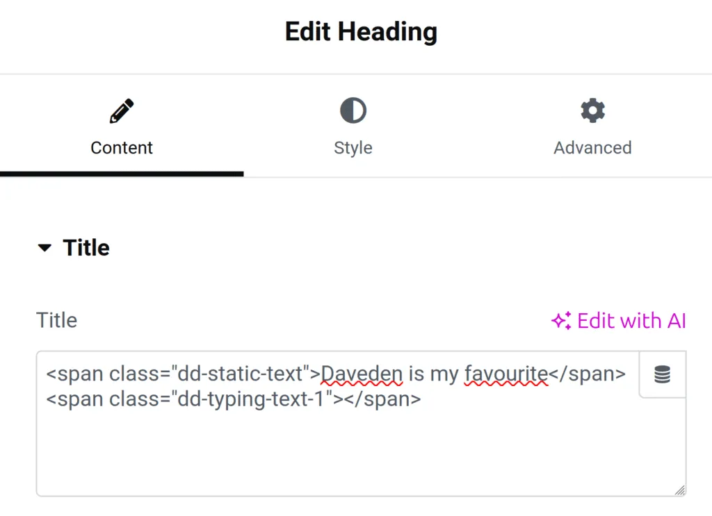 add span to the static text for styling