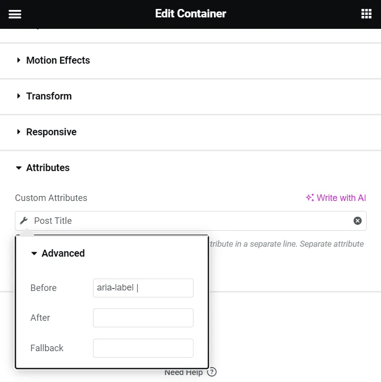 aria-label to card wrapper