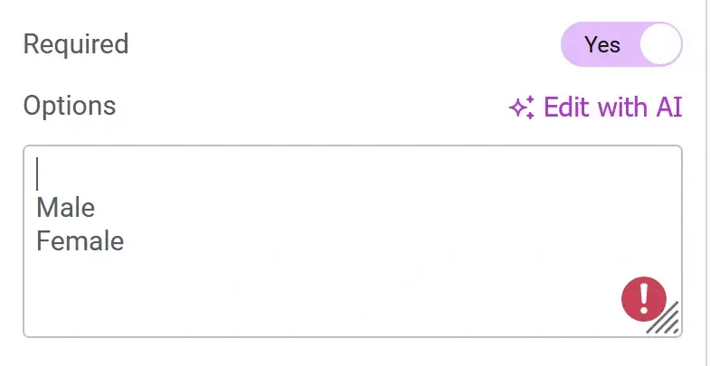 Add a blank first option to the select field