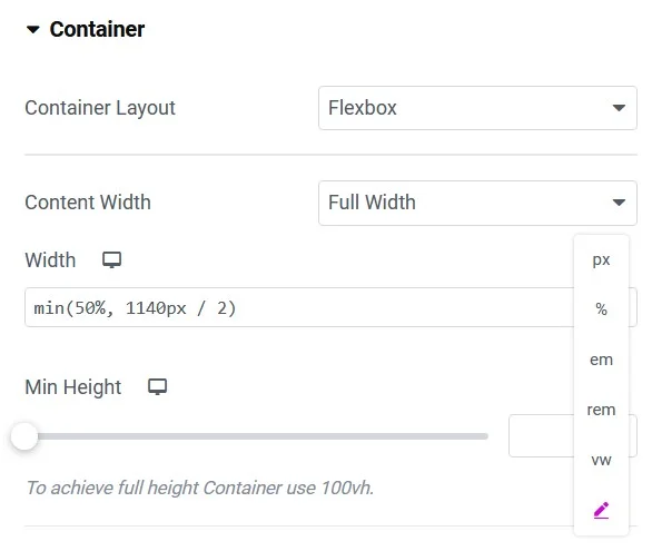 boxed width column custom width