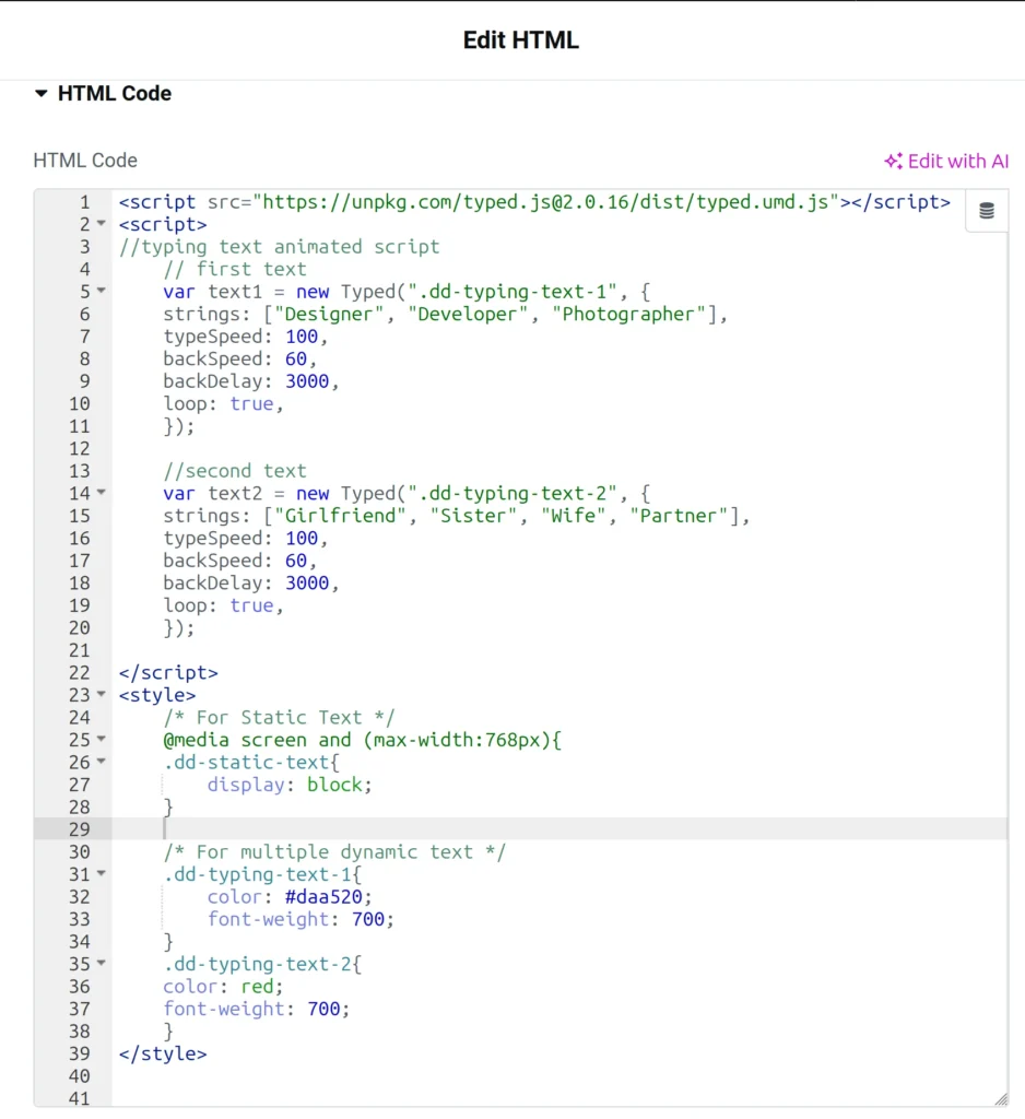 the complete code