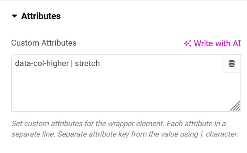 add data attribute to the container