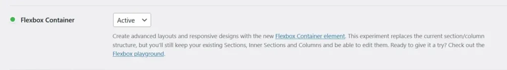 Activate the Elementor container feature