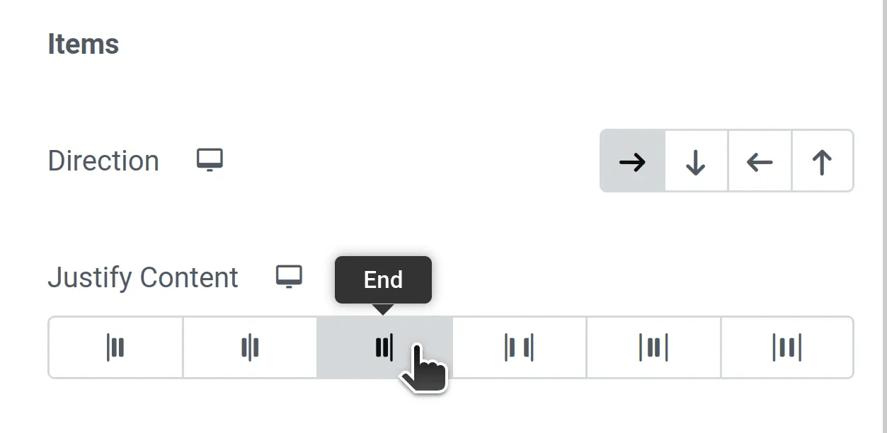 set justify content to end