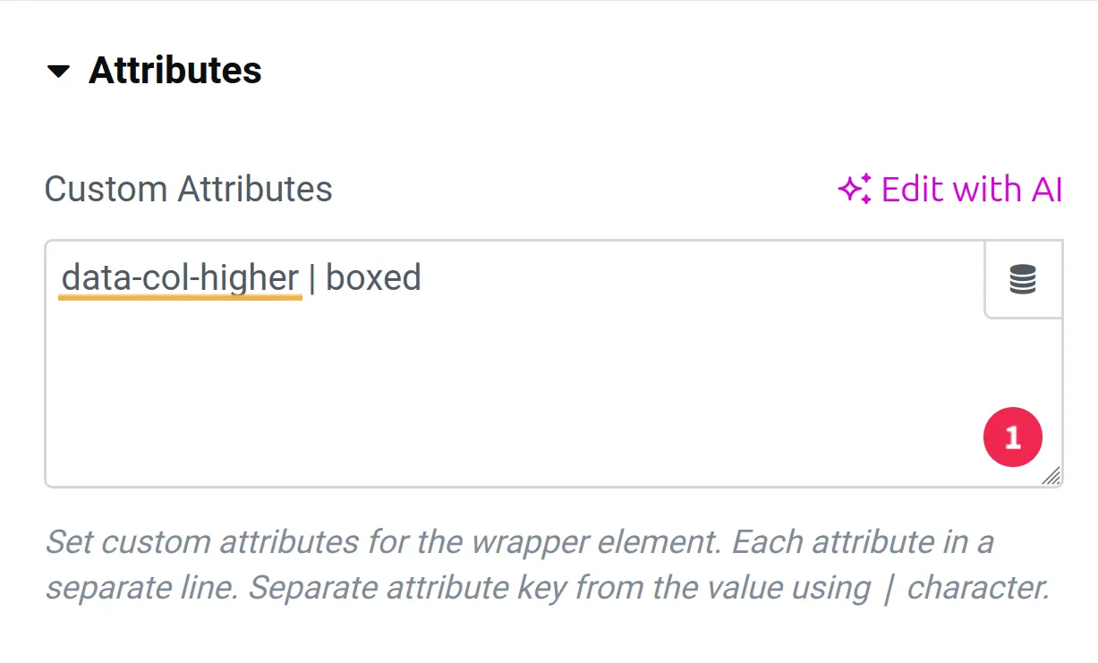 Add data attribute of data-col-higher | boxed