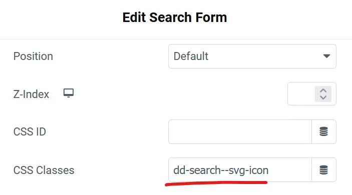 Add class name to search widget