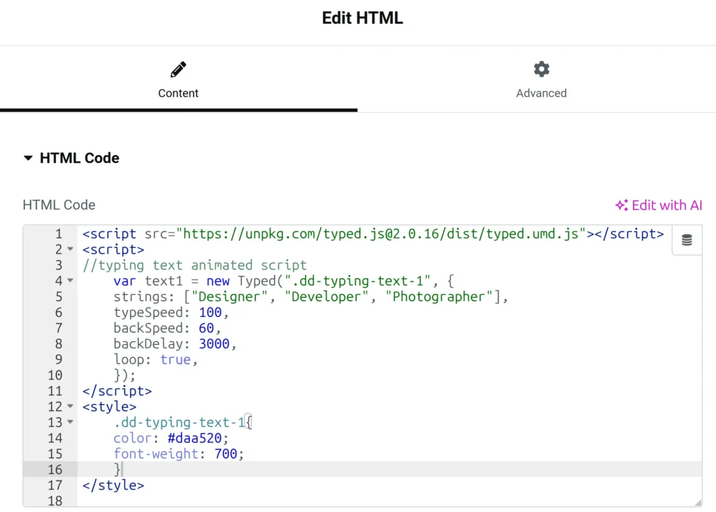 Add style to dynamic text