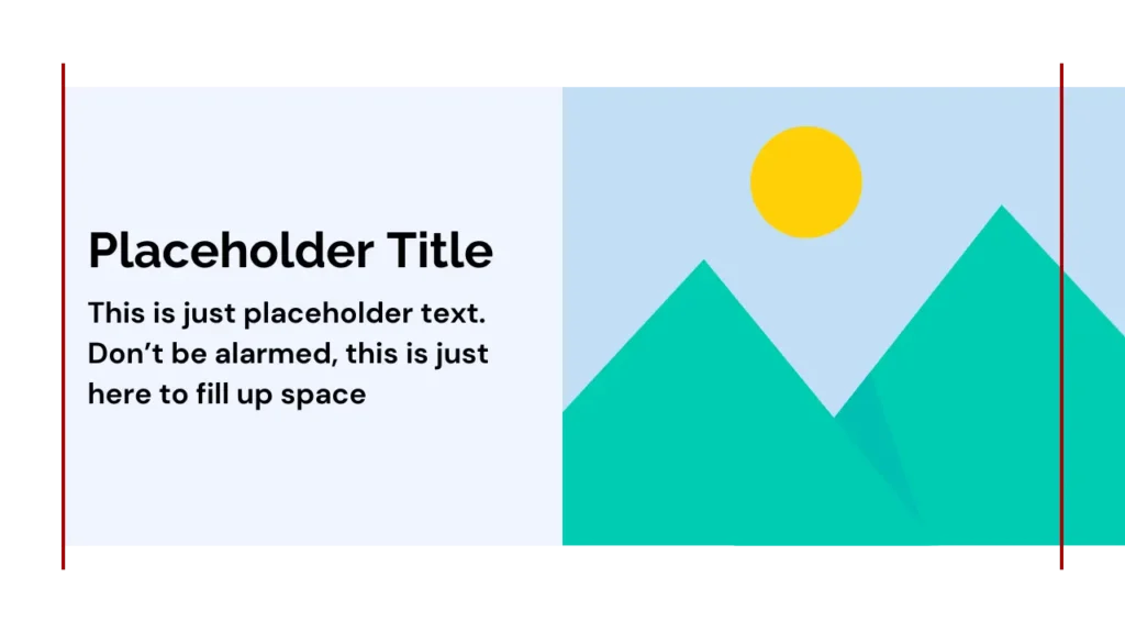 illustration of the split grid layout with boxed content and image that stretches to the edge of the screen.